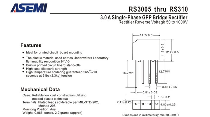 ASEMI品牌RS310规格书